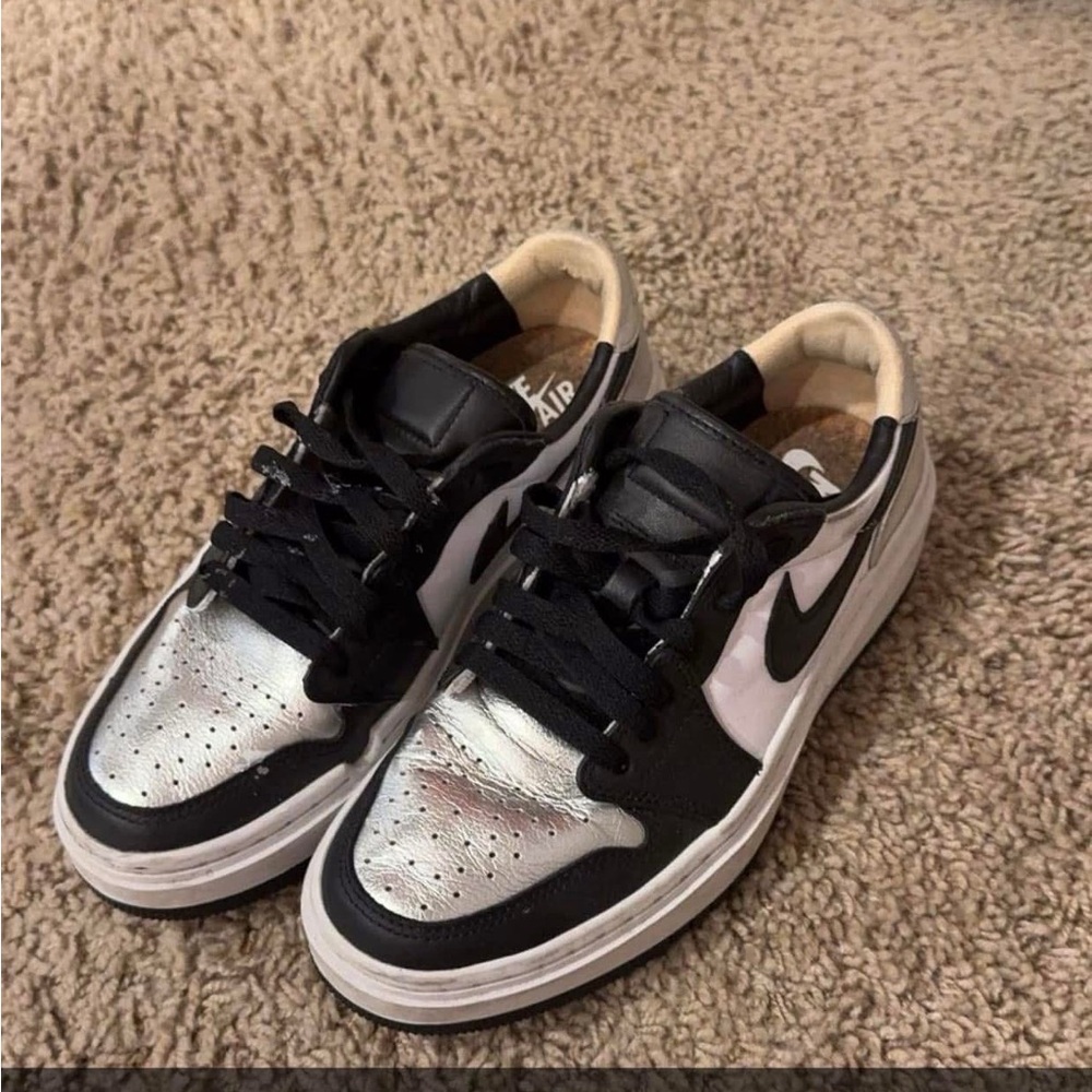 Nike Jordan Black and Silver Platform Lows